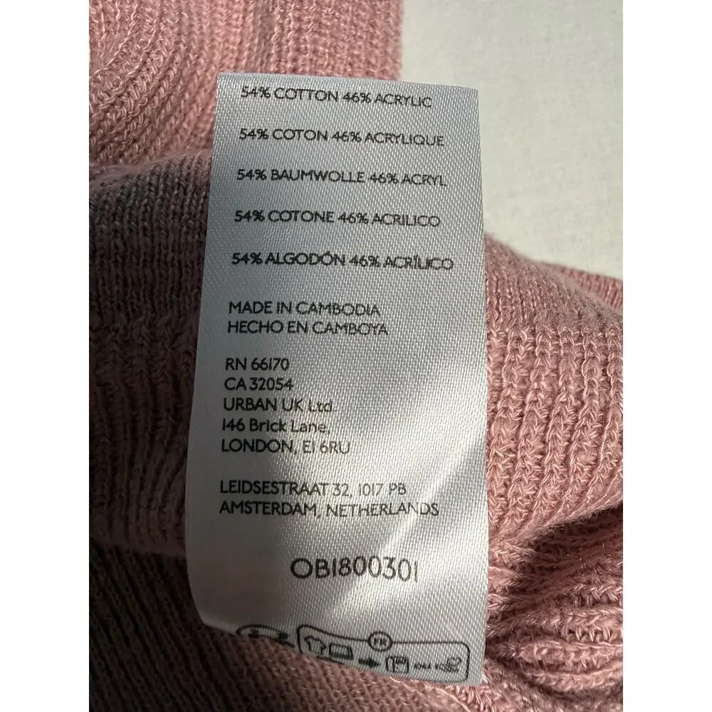 Free People Beach Sweater Medium Pink Cotton Blend Lightweight Oversized Ribbed